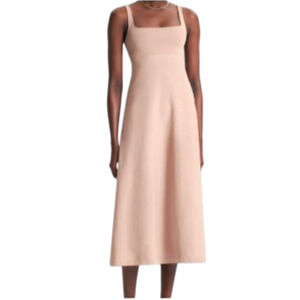 scanlan theodore crepe knit square neck dress CREPE KNIT SQUARE NECK DRESS - NAVY